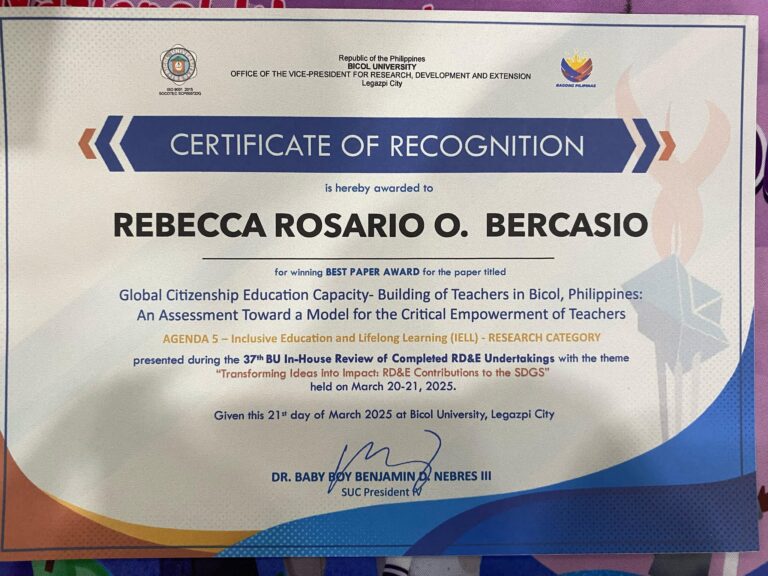 Empowering Educators: BU CTE Director Wins Best Paper on Global Citizenship Education
